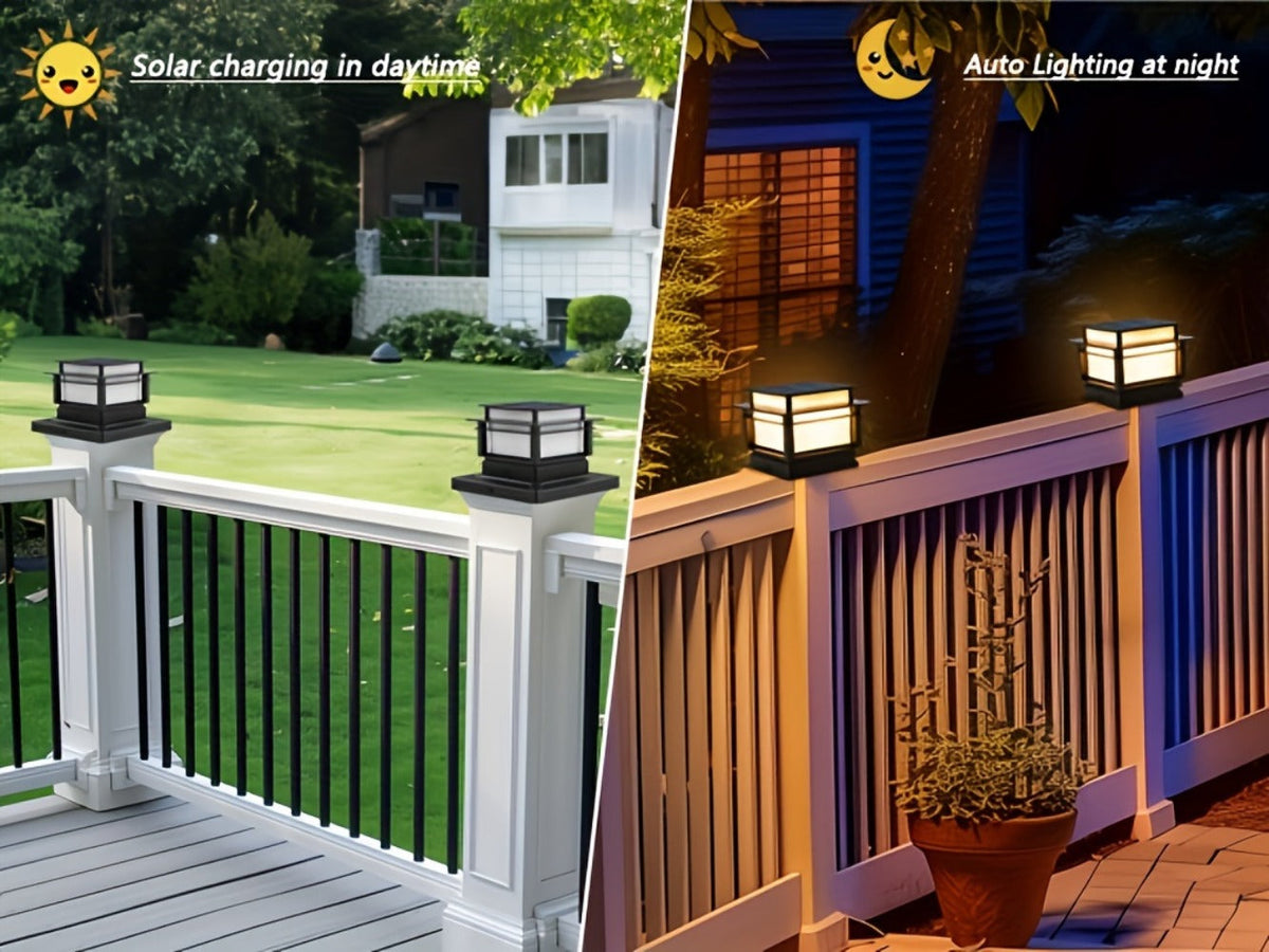 Solar Post Cap Lights for Fence Deck 6 Pack - Outdoor Bright LED Waterproof Auto Dusk to Dawn for Garden Porch Patio Stair Railing Newel Post Driveway Pillar Decoration