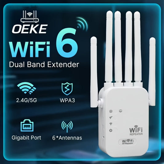 WiFi 6 Extender AX1200 Dual Band with Gigabit Ethernet, White Model Options