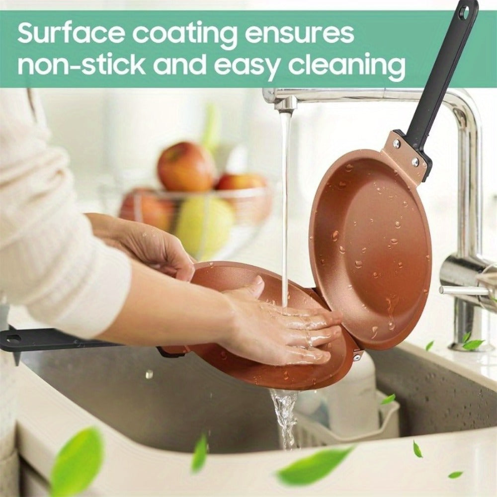 Reversible Non-Stick Pancake Skillet – Foldable Stainless Steel Flip Pan for Fluffy Pancakes, Omelettes & Frittatas | Dual-Sided Coating Dishwasher Safe Breakfast Cookware Pan