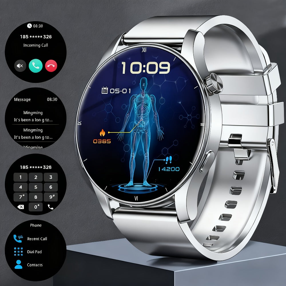 OLED Smartwatch 2.01 Inch Round Screen 95% Screen Ratio Fitness Tracker Running Cycling Walking Step Counter Music Control 300mAh Battery Lightweight Silicone Band Men Women 7 Styles Black Gray 2026