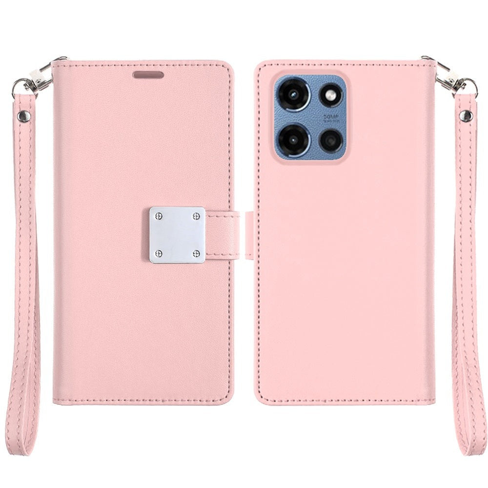 Moto G 5G 2025 Wallet Case PU Leather Folio with 5 Card Slots Cash Pocket Magnetic Closure Kickstand for Motorola Moto G 5G 2025 – NOT for 2024/2023/2022