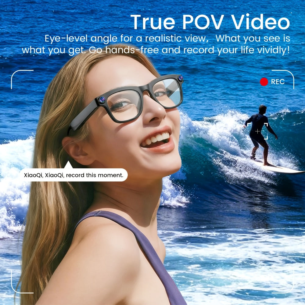 AI Smart Glasses Real-Time Voice Translation 100+ Languages - 2MP HD Camera, Bluetooth Calling & Music, Hands-Free Recording, Black & Clear Lens, Wearable Tech