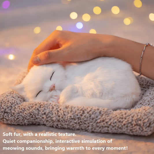 Realistic Sleeping Cat Plush with 3 Meow Sounds, 4 Color Styles