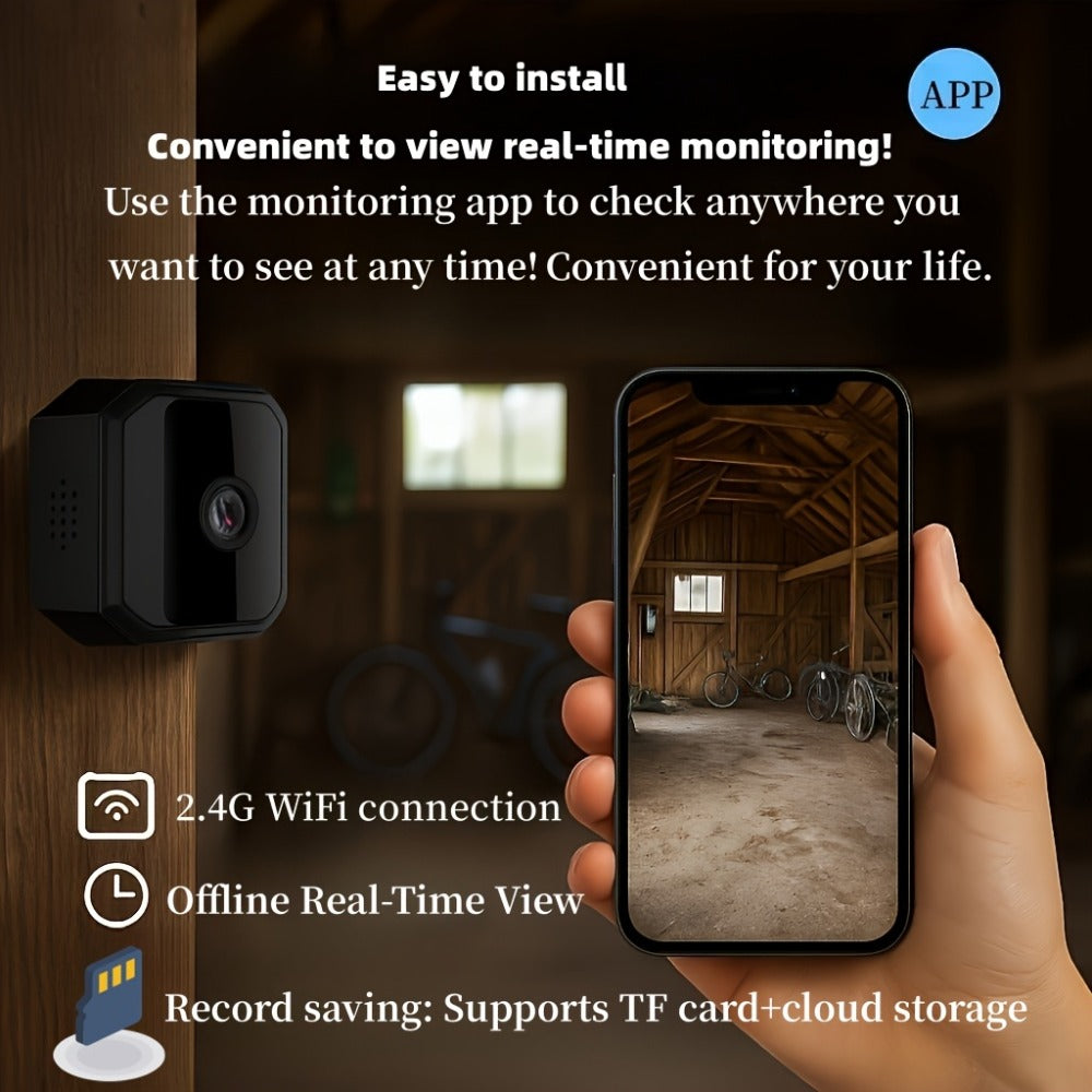 No Internet Security Camera with Color Night Vision, Built-In AP Hotspot WiFi, Two-Way Audio, Motion Detection, Real-Time App Monitoring – Indoor Home Family Baby Pet Camera