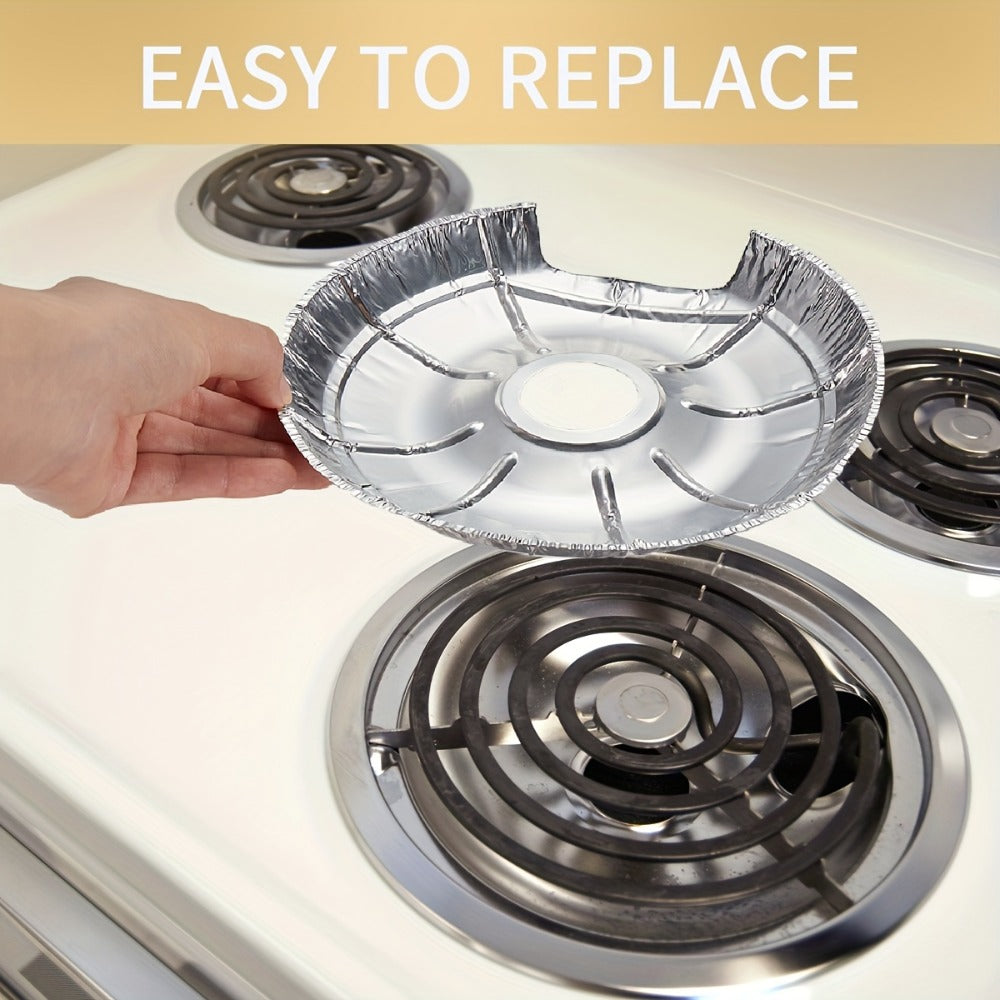 Aluminum Stove Burner Liners 50 Pack – Disposable Electric Stove Burner Covers Round Foil Bibs 25Pcs 6 Inch + 25Pcs 8 Inch Keep Electric Range Clean from Grease Oil and Food Spills