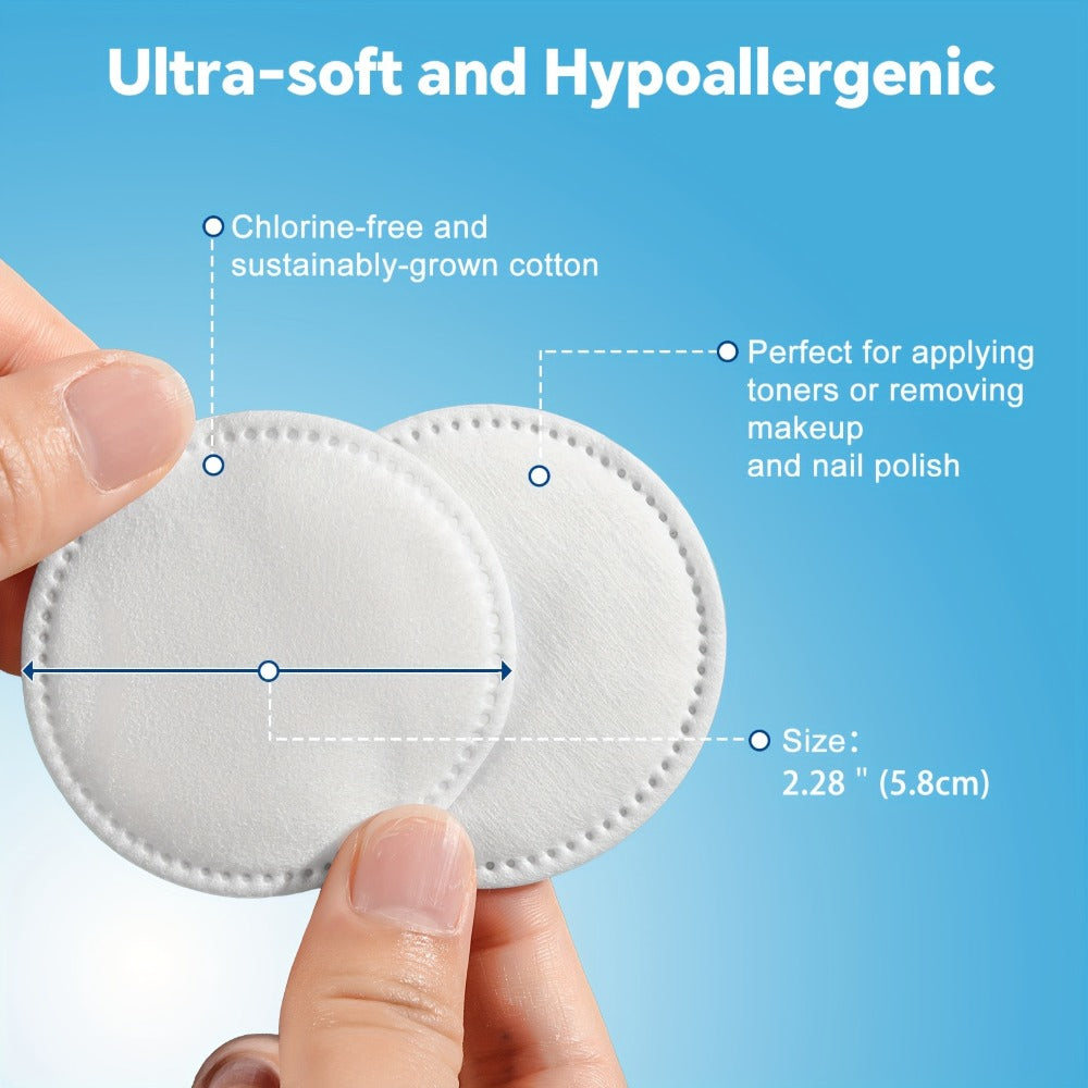 Makeup Remover Pads 600 Count Soft Hypoallergenic Lint-Free Cotton Rounds 360 Locking Edge Unscented Absorbent Disposable Face Pads for Makeup Removal Toner Skincare All Skin Types Women 6 Packs