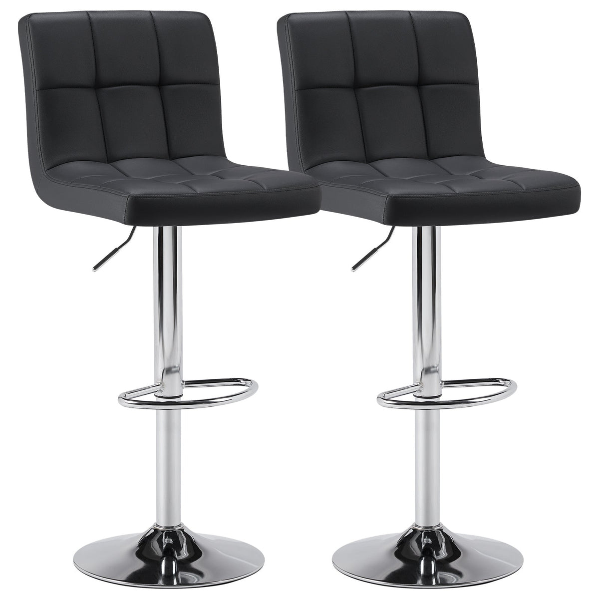 2-Piece Set Faux Leather Bar Stool with Adjustable Height and Armrests for Kitchen detail image - detail view 8
