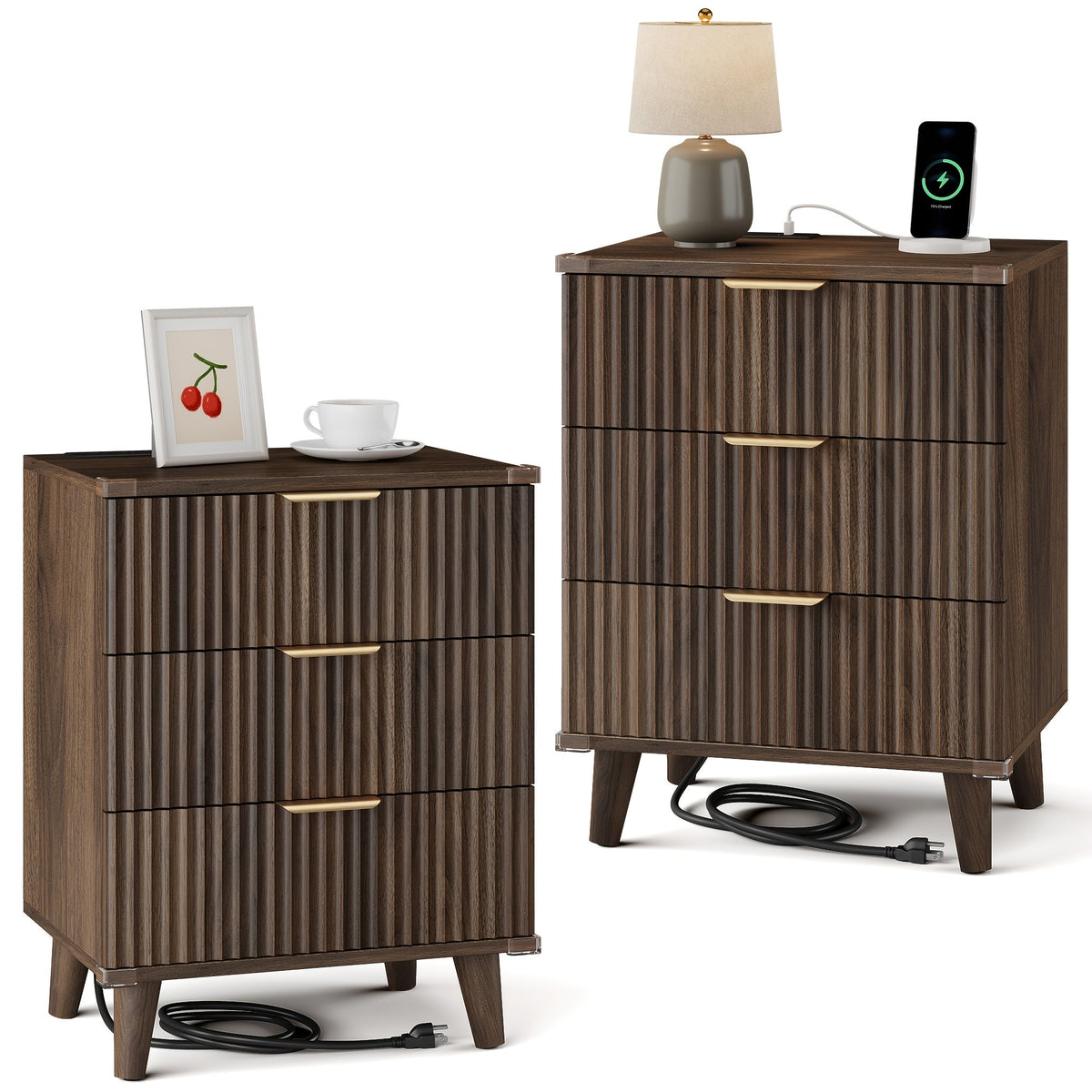 Nightstand shown in the Set of 2-Brown option