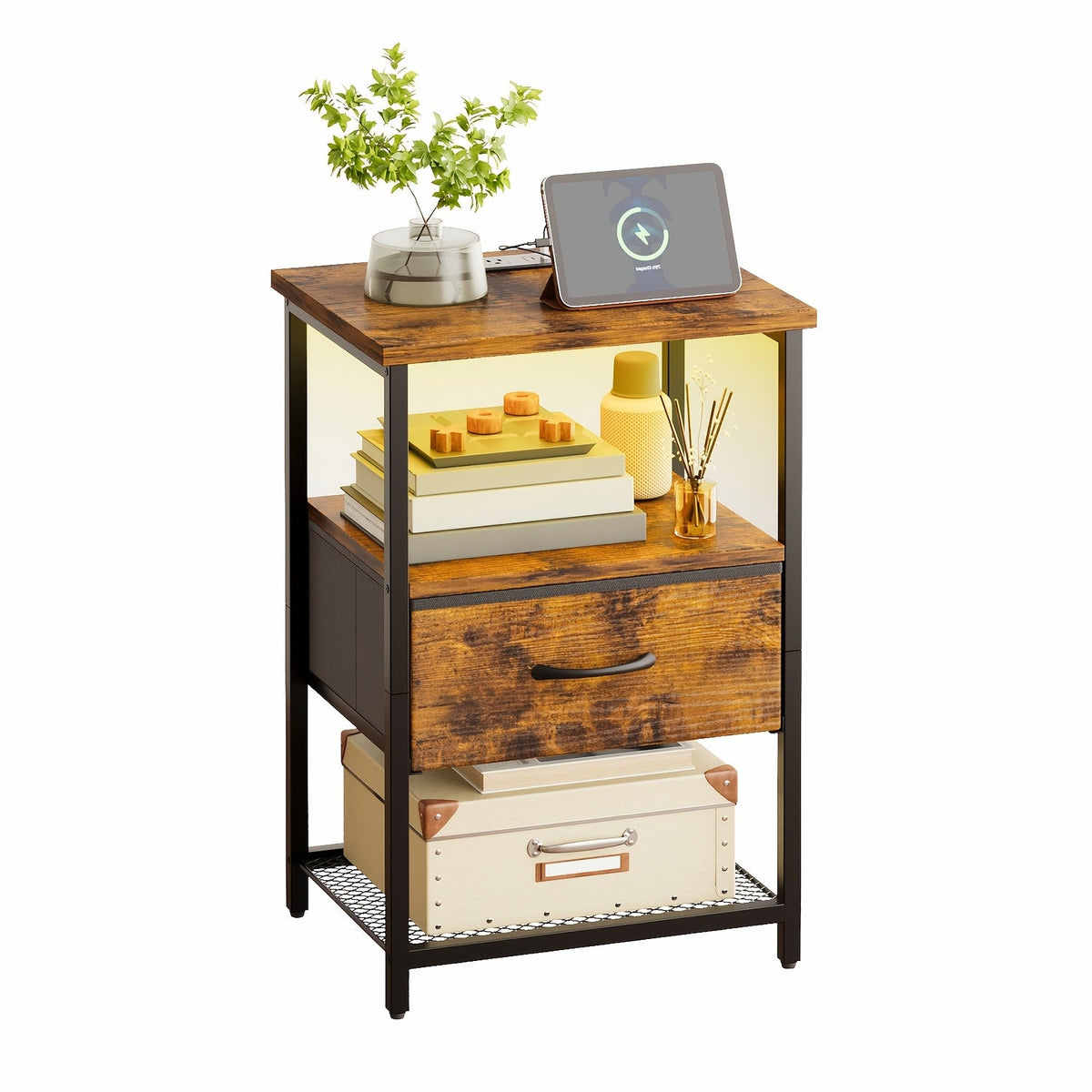 Nightstand shown in the 1pc-1 Drawer-Brown option