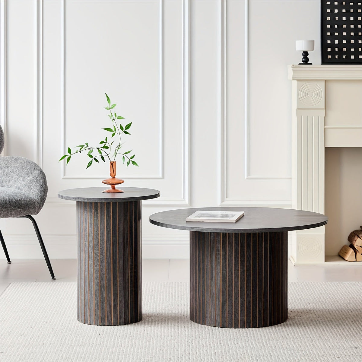Coffee Tables shown in the Black Wood Grain option