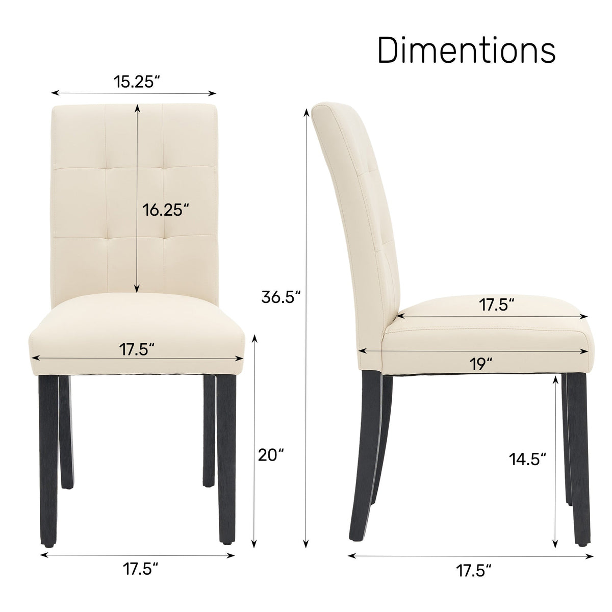 2-Piece Set Upholstered Dining Chair, Dining Room Accent Chair for Kitchen detail image - detail view 14