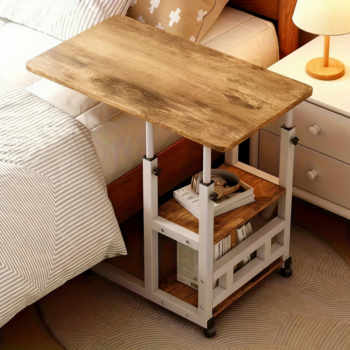 Bedside Table shown in the 4-wheel retro color option