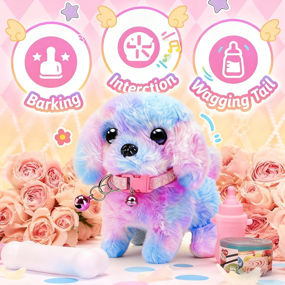 Walking Barking Electric Plush Puppy Toy That Walks Wags Tail & Barks – Realistic Interactive Pet Dog with Leash Bone Bow Tie, Premium Gift Box, Kids Birthday Gift for Boys Girls Toddlers Age 3+