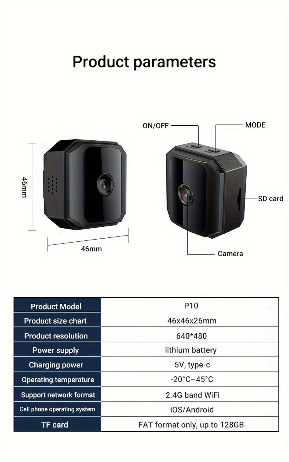 No Internet Security Camera with Color Night Vision, Built-In AP Hotspot WiFi, Two-Way Audio, Motion Detection, Real-Time App Monitoring – Indoor Home Family Baby Pet Camera