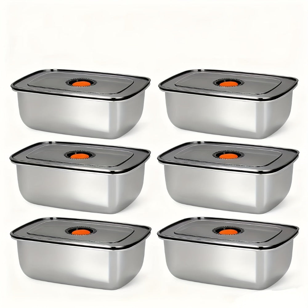 Stainless Steel Lunch Boxes, Set of 6 Large 50.72 oz Food Storage Containers with Lids – Airtight Stackable Refrigerator Storage Containers for Meal Prep, Leftovers, Kitchen and Office