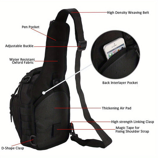Tactical Sling Backpack, Foldable Oxford Cloth Crossbody Bag with Adjustable Strap