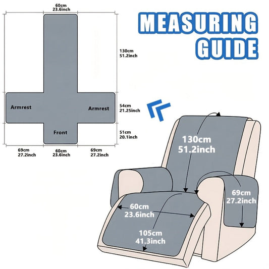 Quilted Recliner Cover with Side Pocket, Anti-Slip Backing and Elastic Band