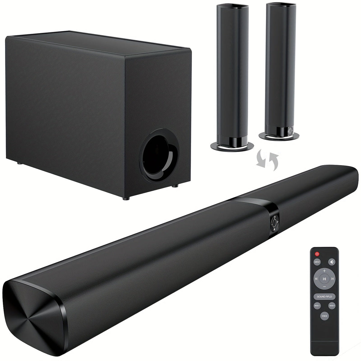 Mighty Rock TV Soundbar 32 Inch Separable Wireless Sound Bar with ARC Optical AUX, 3D Stereo 4-Driver Speaker, 3 Placement Modes, Infrared Remote Control for Smart TV Home Theater