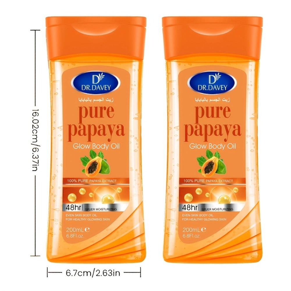 Papaya Brightening Body Oil 2pcs Multi-Use Non-Greasy Fast-Absorbing – Moisturizing Glow Oil for Skin Hair Nails Scalp, All Skin Types Skincare Gift Set for Women