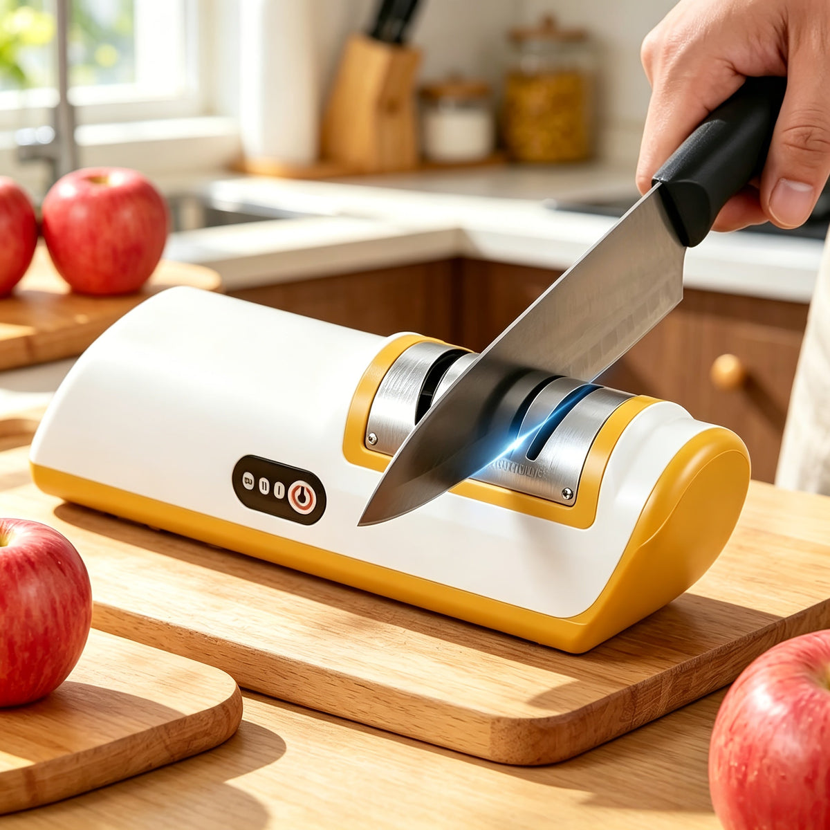 Electric Knife Sharpener USB Rechargeable Professional Knife Grinder & Polisher – Fast Sharpening for Chef Knives, Fruit Knives & Kitchen Blades, Portable Cordless Design for Home & Outdoor Use