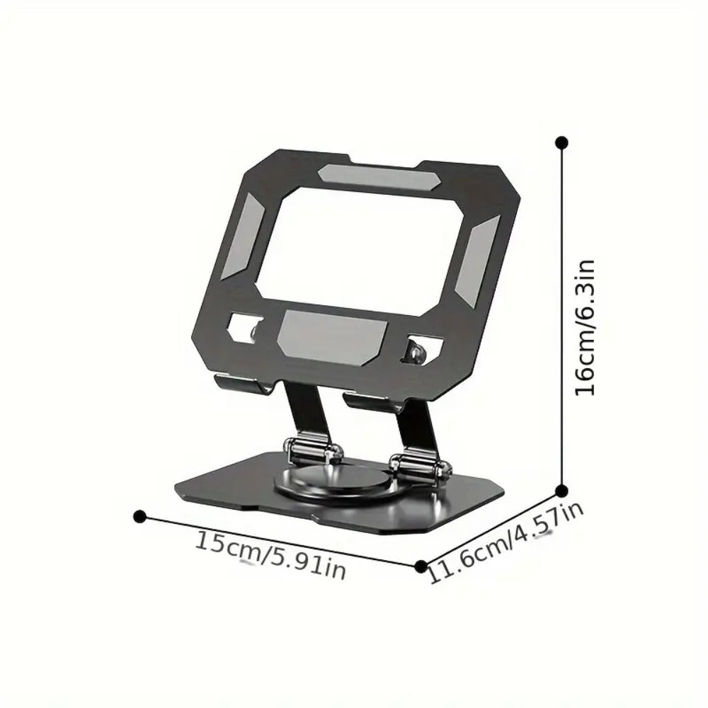 Adjustable Metal Tablet Stand, Rotating Folding Desktop Holder for iPad & Phone, Sturdy Iron Ergonomic Design, Perfect for Digital Art, Note-Taking & Video Calls – Black