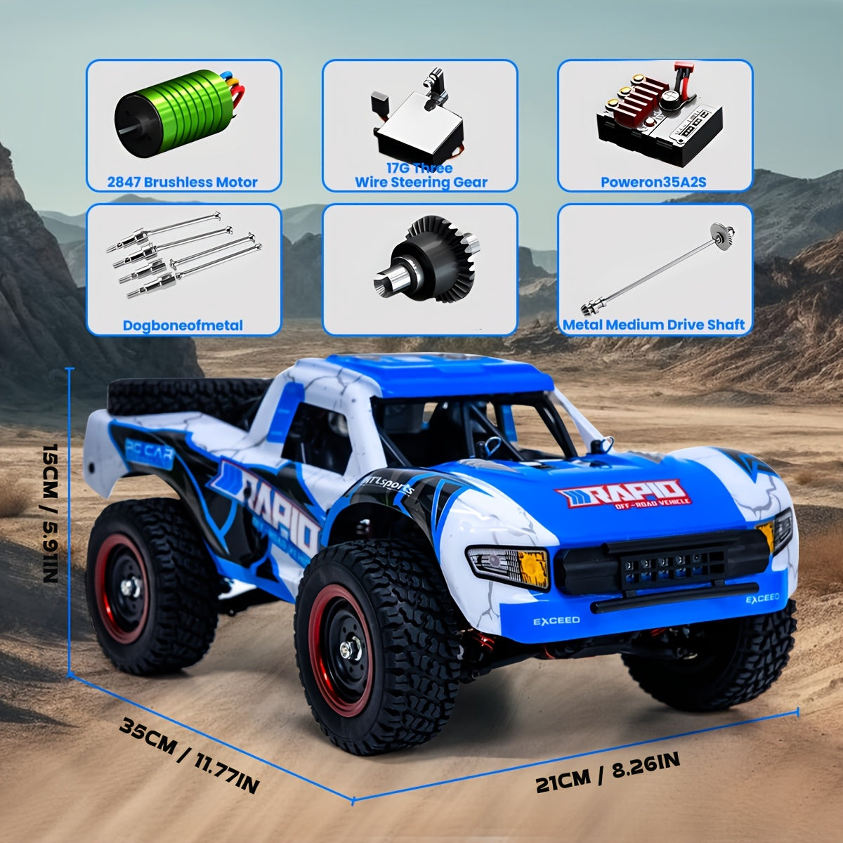 1:14 4WD RC Off-Road Car with Brushed and Brushless Motor Options