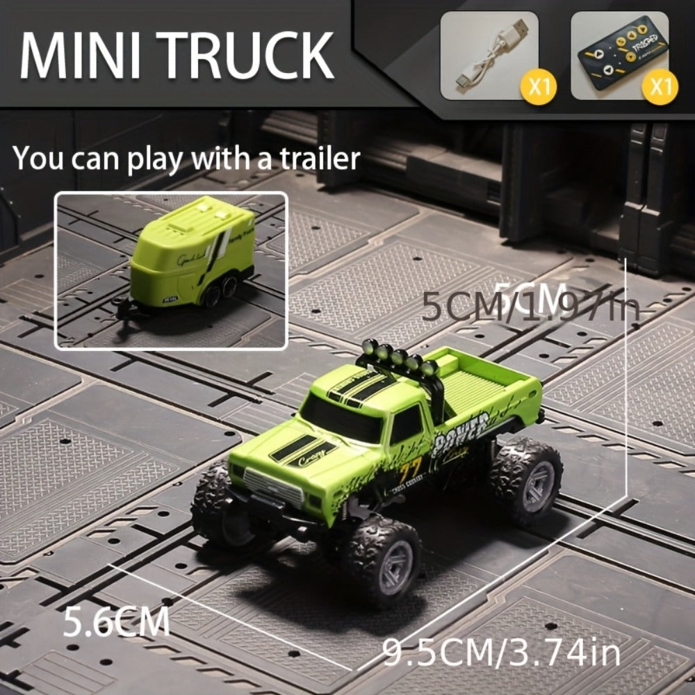 1:64 Scale Mini RC Off-Road Truck with Shock Absorbers, Alloy Body