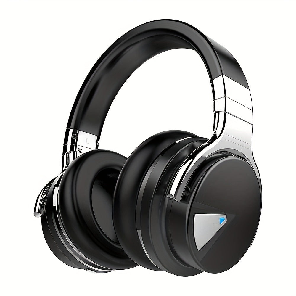 Active Noise Cancelling Over-Ear Headphones MIGHTY ROCK, Wireless Bluetooth 5.2 with 45mm Drivers Deep Bass, 30H Playtime Built-in Mic, Foldable Protein Earpads Headset for Travel Work Study Flight