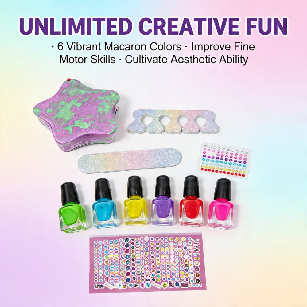 Pedicure Pretend Play Spa Set with 320+ Pieces, Nail Stickers & Polish