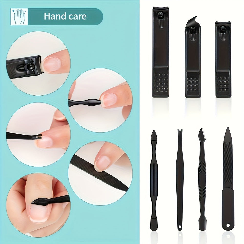 Stainless Steel Nail Clipper Set & Pedicure Kit 10 17 24 Piece – Manicure Tools with Nail File, Ear Scoop, Eyebrow Trimmer & Foot Sharpener, Travel Portable Grooming Kit for Women Men Family