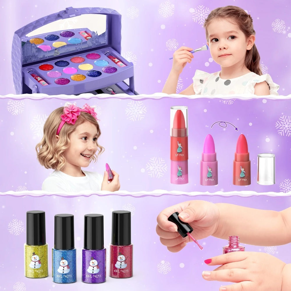 Princess Pretend Play Makeup Set, 58 Pieces with Brushes & Case