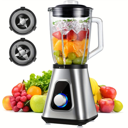 Countertop Blender with 52 oz Glass Jar, 22 oz Portable Cup and 3 Speeds