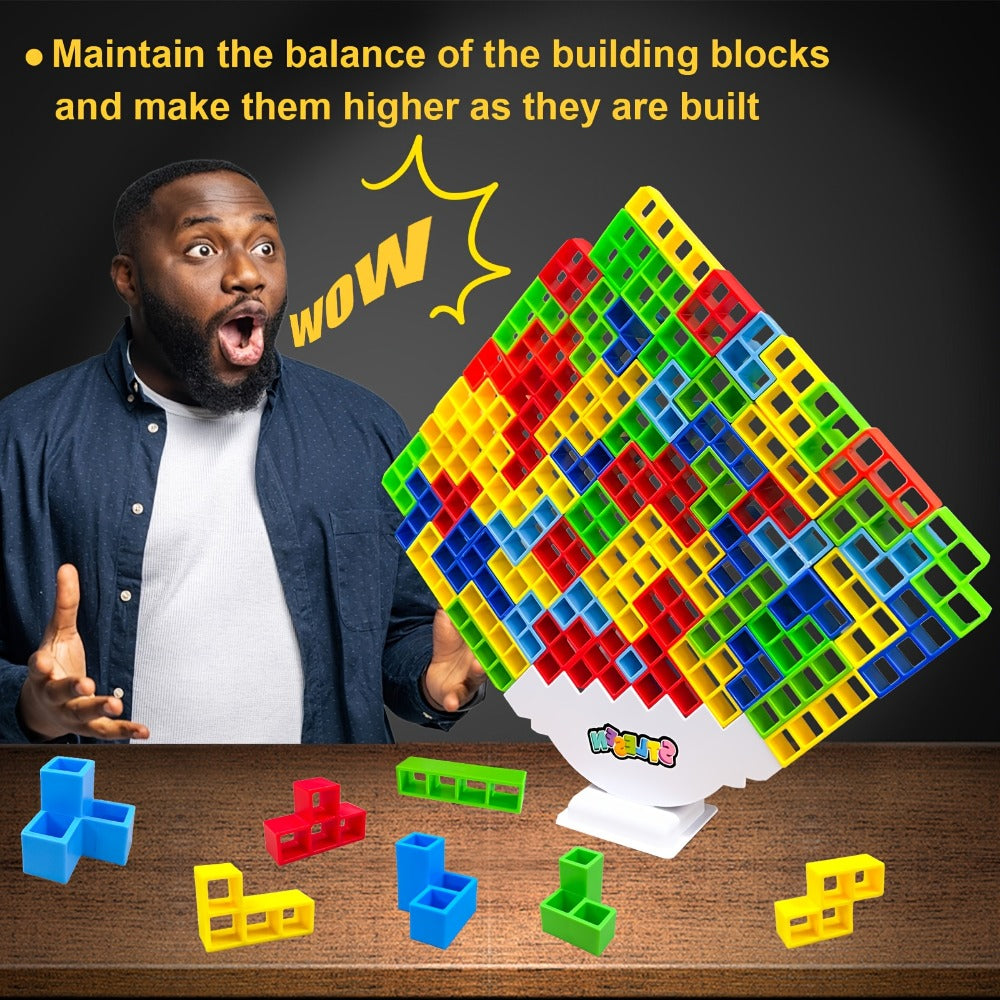 Balancing Stacking Blocks Game Set, Tumble Tower Family Game in 16 to 68 Piece Sizes