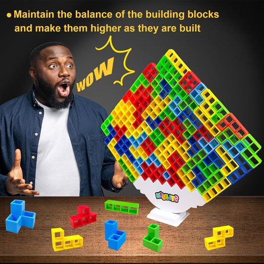 Balancing Stacking Blocks Game Set, Tumble Tower Family Game in 16 to 68 Piece Sizes