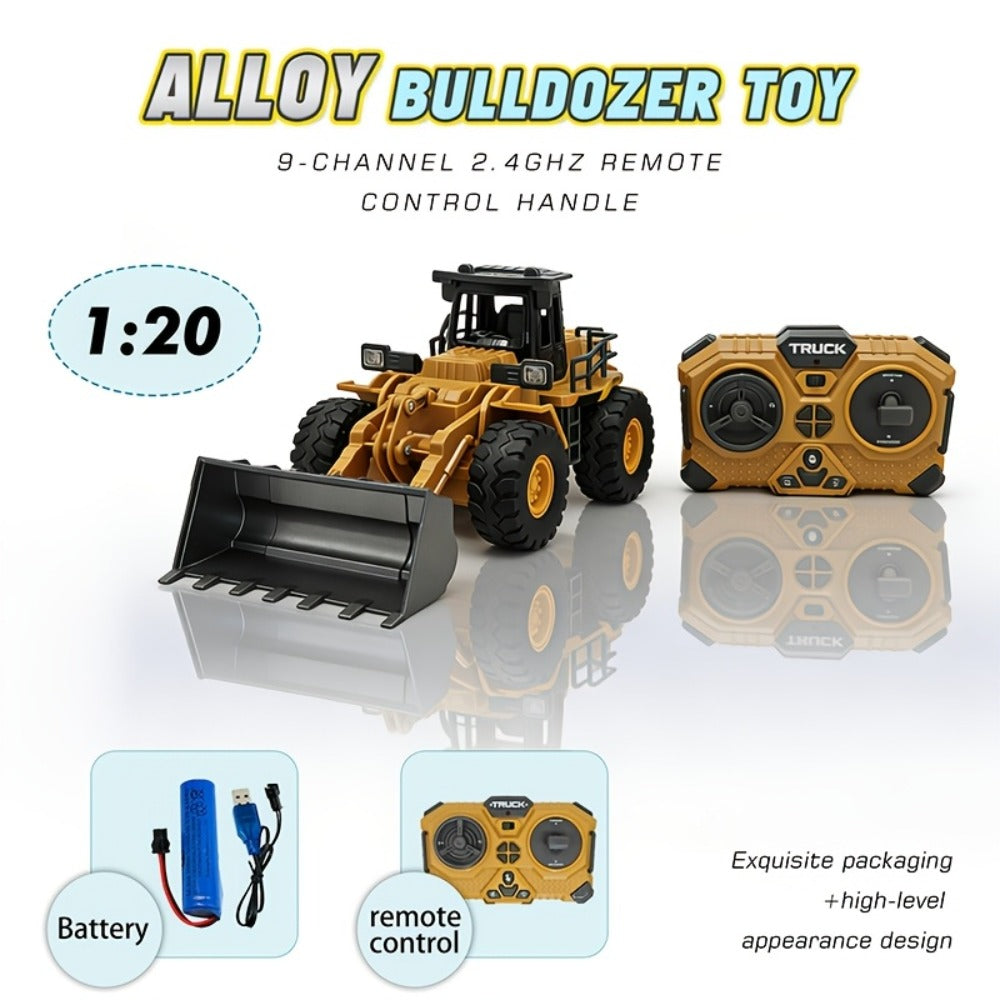 Remote Control Excavator, Loader & Dump Truck, 2.4GHz Alloy RC Construction Toy with Light & Sound