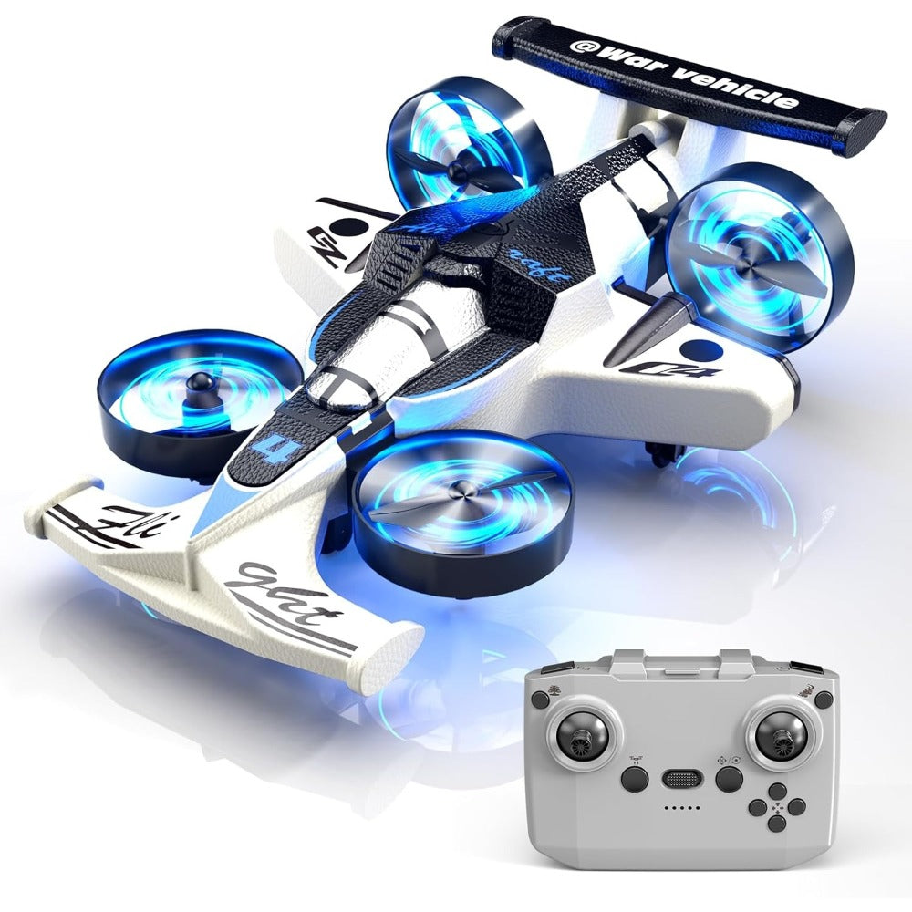 RC Flying Car Drone Combo for Kids – 2-in-1 Remote Control Racing Car & Quadcopter One-Key Takeoff 360° Aerial Flips Stable Hover Durable Foam Body Indoor Outdoor Gift for Boys Girls Age 6+ Red White Purple