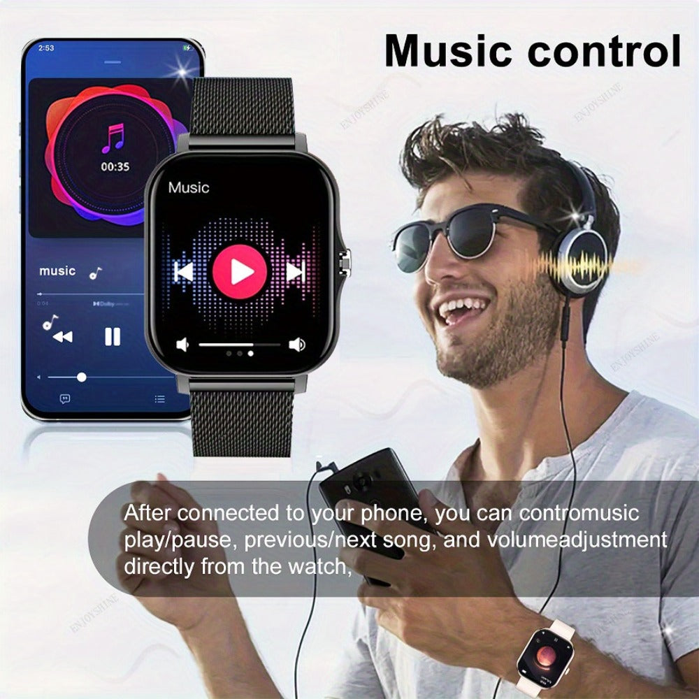 Stainless Steel Smartwatch 1.83 Inch 304L Alloy Body HD Bluetooth 5.0 Calling Music Player Multi Sport Mode Multiple Watch Faces Full Touch Screen Compatible with Android iPhone – Black Gold Pink Silver