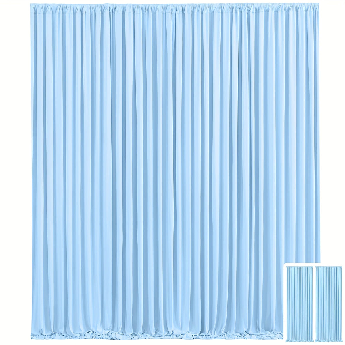 10x10Ft Polyester Photography Backdrop 2-Pack – Photo Booth Background Curtain for Party, Birthday, Wedding, Holiday, Stage & Exhibition Decoration, Wrinkle-Free, Machine Washable, Easy Pole Install