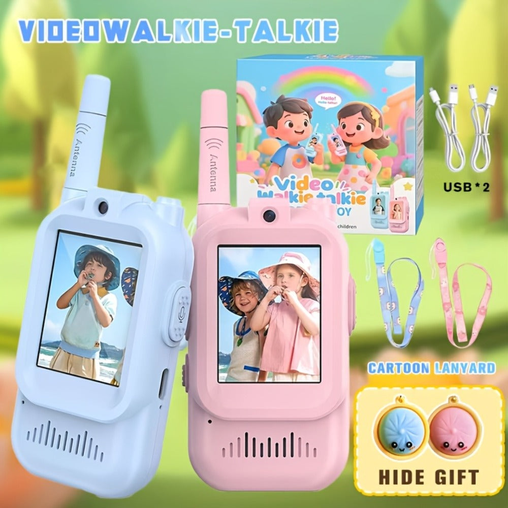 Kids Video Walkie Talkies, Blue and Pink 2-Pack with Voice Changer and Camera