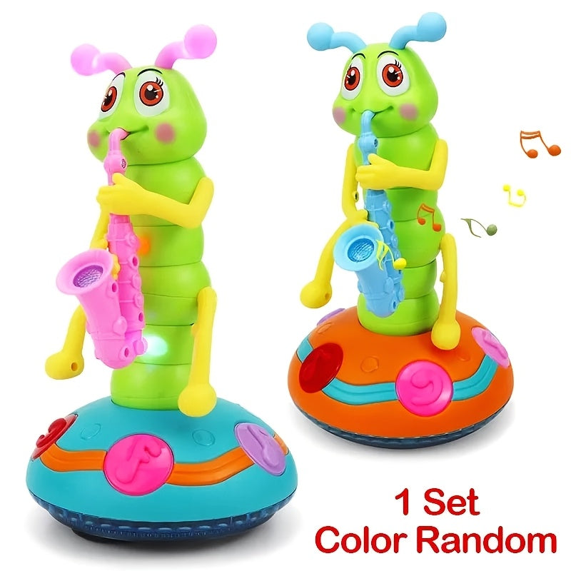 Caterpillar Saxophone Toy for Kids with LED Lights & Music - Electric Musical Instrument for Toddlers, Baby Sensory Play, Interactive Dancing Toy - Boys & Girls Birthday Christmas Gift