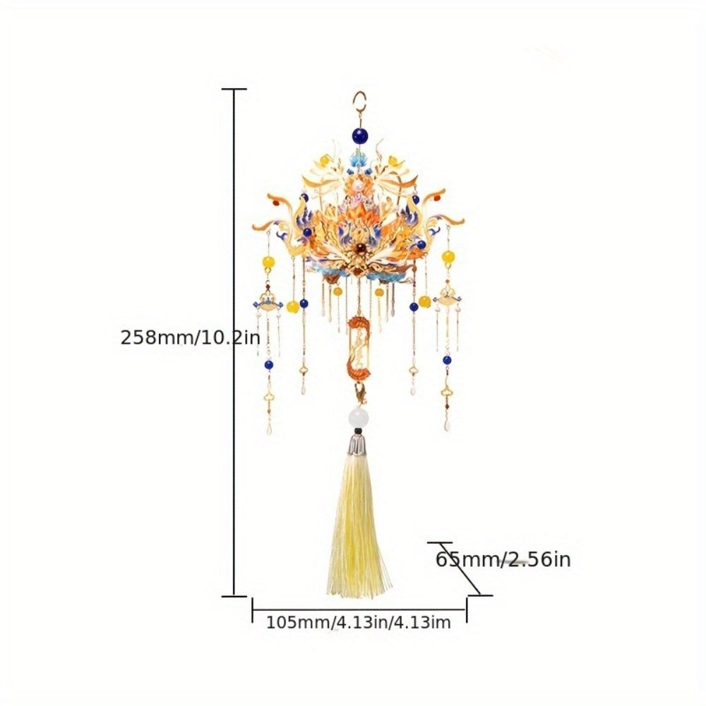 3D Metal Puzzle Phoenix Crown Qingluan – Blue & Gold DIY Assembly with Beads & Tassels, Chinese Mythology Art Collectible, Unique Romantic Gift for Girlfriend Boyfriend Birthday Anniversary