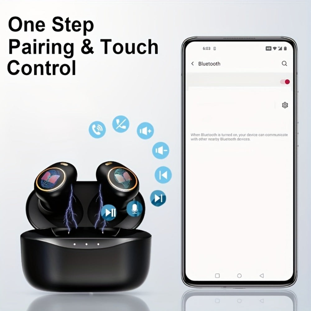Monster True Wireless Earbuds Bluetooth 5.3 TWS Hi-Fi Sound Dual Noise-Cancelling Mic Touch Control Type-C Charging Case Lightweight Comfortable Fit Premium Black Gold Earphones