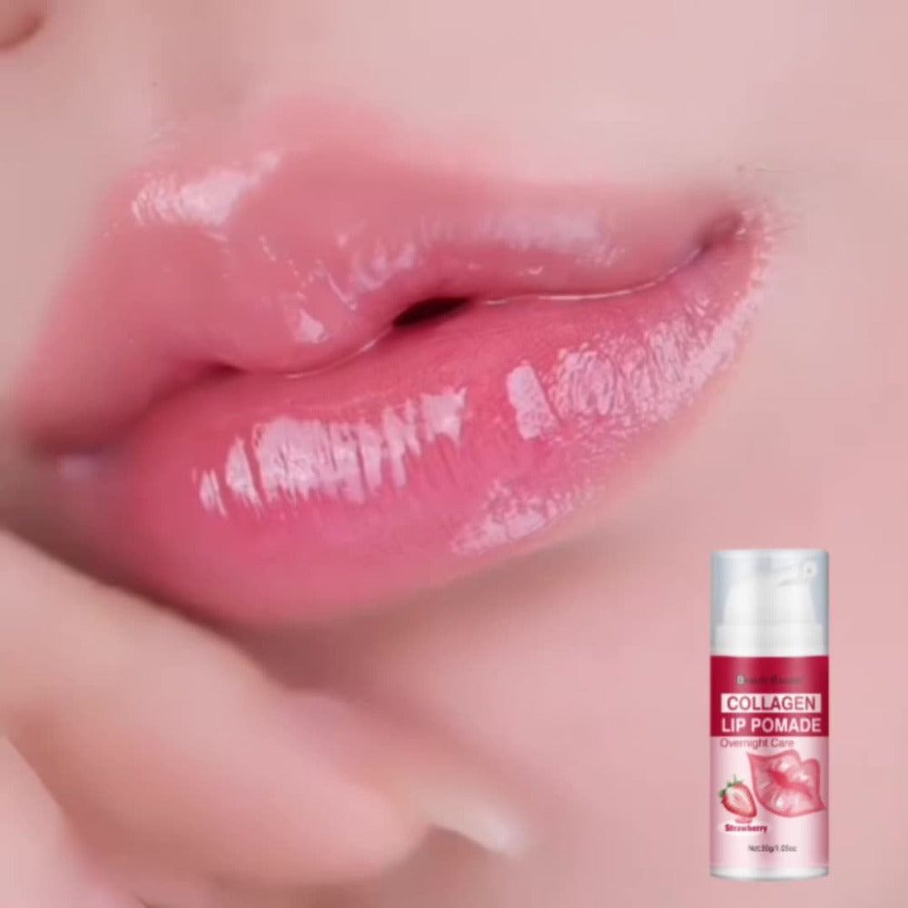Lip Pomade Collagen 30g Moisturizing Plumping Lip Essence — Deep Hydration Day & Night Lip Care Nourishes Repairs Dry Chapped Lips Long-Lasting Clear Glossy Finish All Skin Types