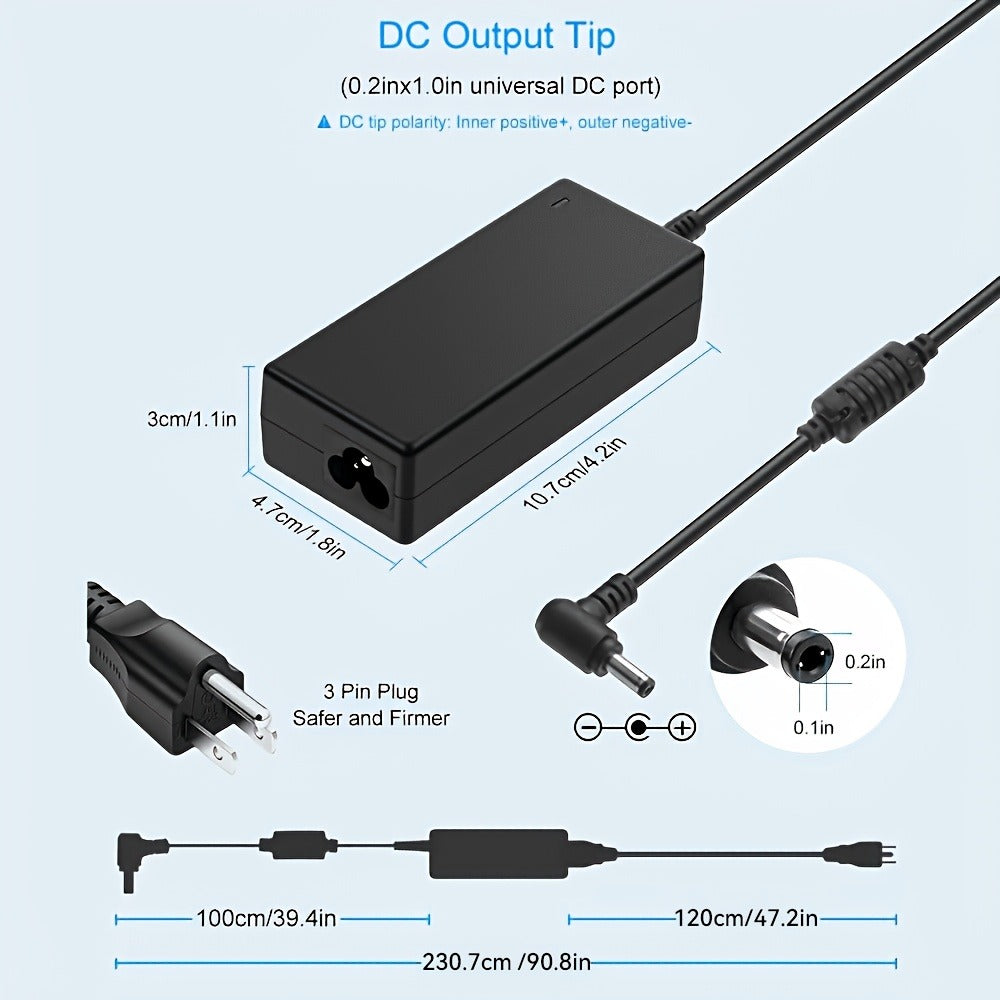 Universal DC Power Adapter 19V 3.42A 65W – ALITOVE Laptop Charger & Monitor Power Supply with 9 Interchangeable Tips, Multi-Device Compatible for Laptops, Monitors, Audio Equipment
