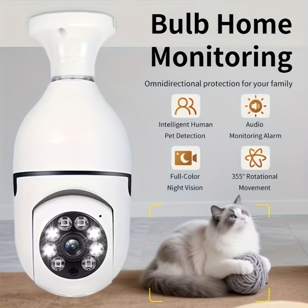 Light Bulb Security Camera 4MP 360° Panoramic 2-Pack, Dual-Band 5GHz/2.4GHz WiFi, Night Vision, Two-Way Audio, App Control – Indoor Home Garage Nanny Pet Cam