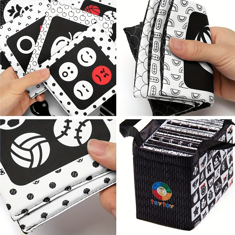 High Contrast Baby Flashcards 64 Cards Black White Red – Newborn Visual Stimulation Brain Development Montessori Learning Toy, Infant Cards Ages 0-36 Months, Baby Shower Gift Registry Must Have