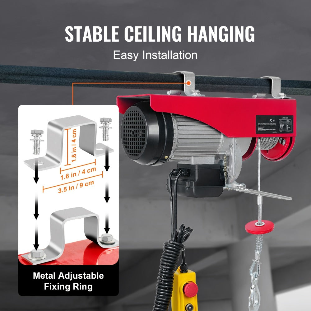 Electric Hoist 440 lb Garage Hoist Winch 120V – 220 lb Single Rope / 440 lb Dual Rope, 40 ft Lift Height, Solid Copper Motor, Emergency Stop Switch, 5.25 ft Corded Control for Garage, Workshop & Construction