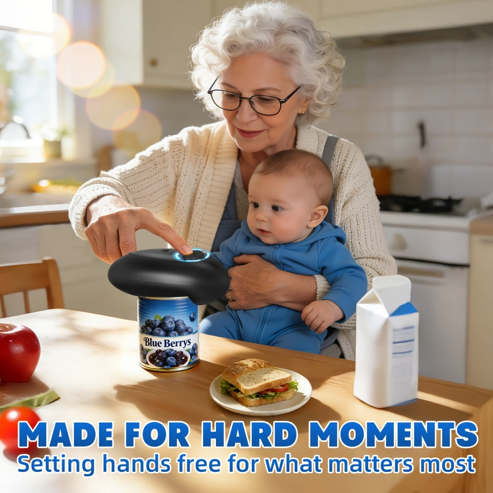 Electric Can Opener One-Touch Automatic – Smooth Edge Battery Operated Handheld Opener for All Can Sizes, Best Kitchen Gadget for Seniors, Arthritis & Weak Hands, Great Gift Idea