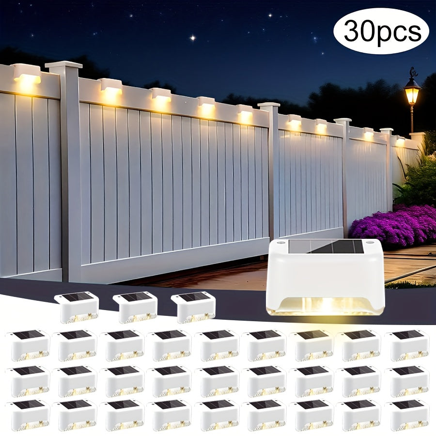 Solar Deck Lights Outdoor 20/30 Pack IP44 Waterproof Warm White LED Step Lights for Stairs Fence Patio Garden Pathway Courtyard Landscape Decoration - Black White Brown Available