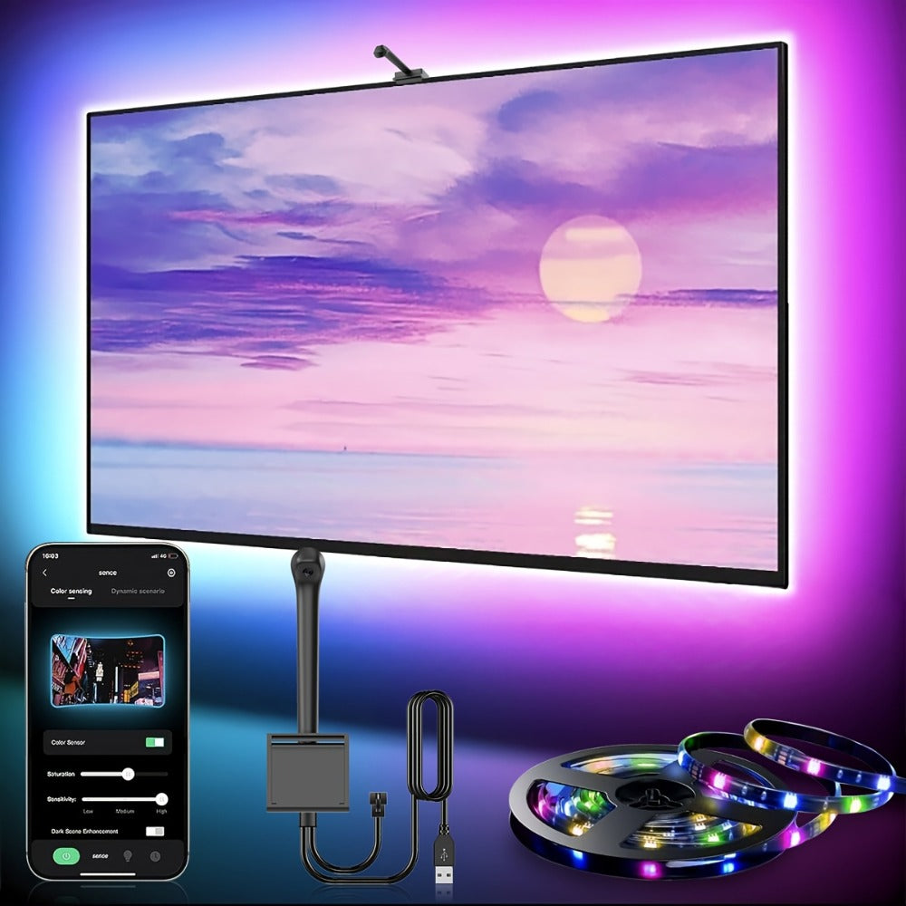 TV LED Backlight Strip with AR Screen Sync - RGB Smart Ambient Light for 35-80 Inch TVs & Monitors, Music Sync, App Control, Immersive Bias Lighting for Gaming Room & Home Theater